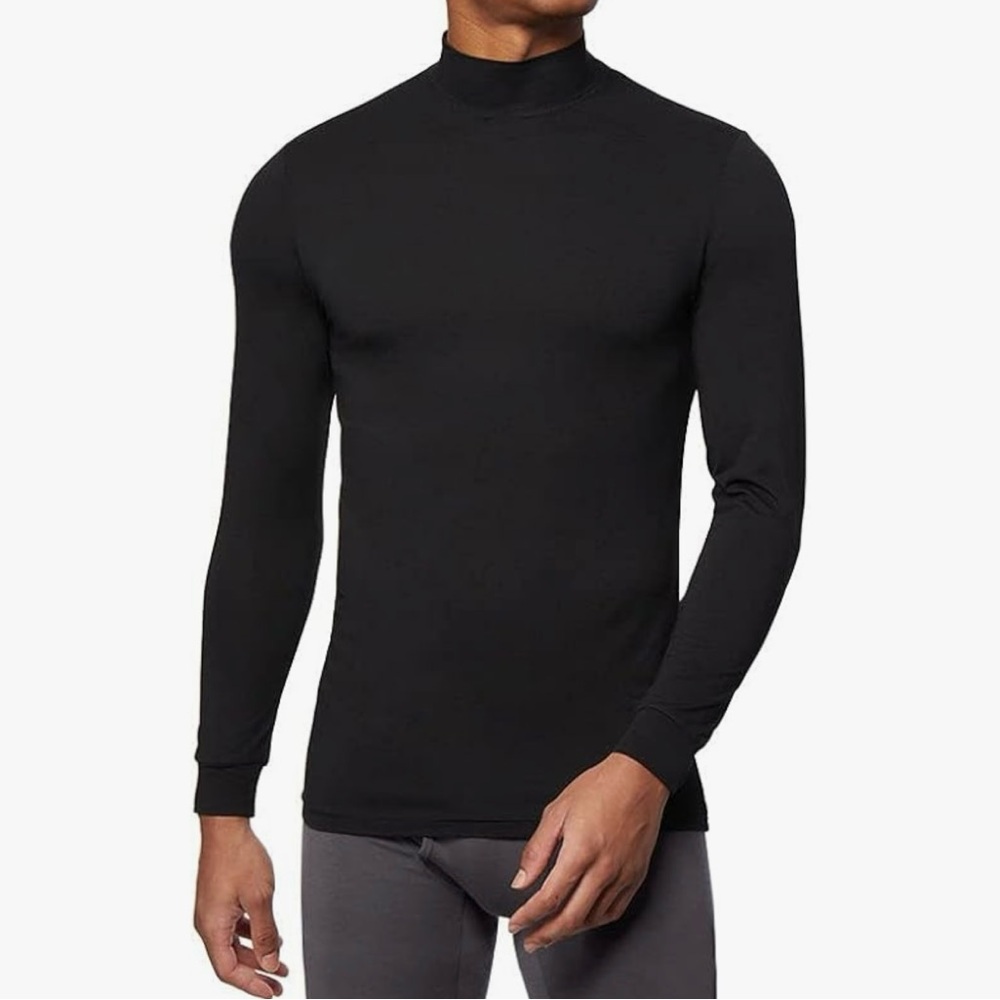 32 Degrees HeatMen's Lightweight Baselayer Mock Top. Black. Large